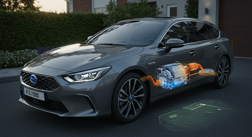 ハイブリッド車の機械構造が透けている画像