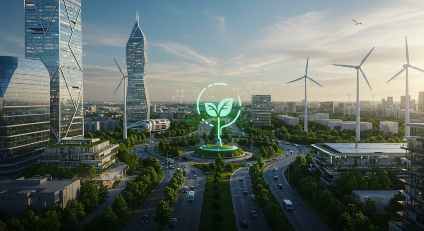 未来都市とエコロジーなイメージの画像