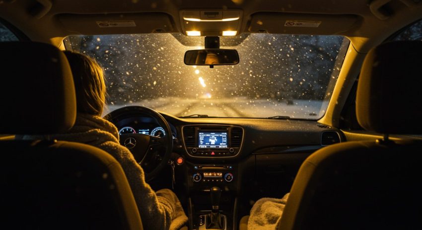 暖房を効かせて運転している画像