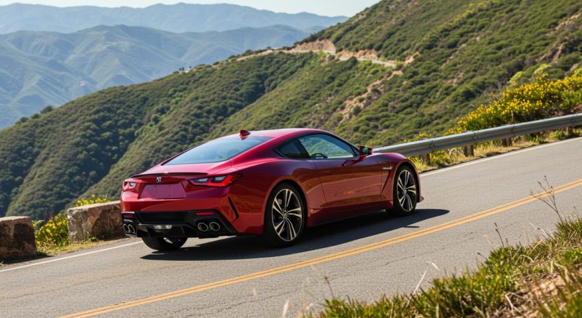 山道をスムーズに走るハイブリッド車の画像