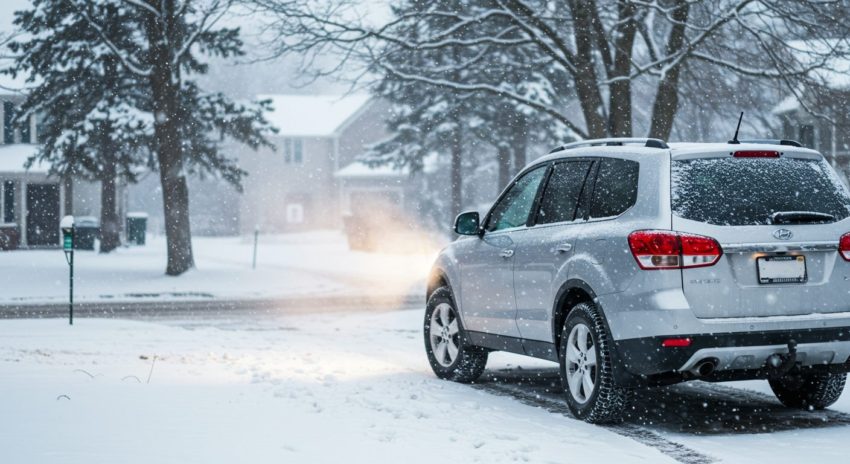 走行前に暖機運転をしているハイブリッド車の画像