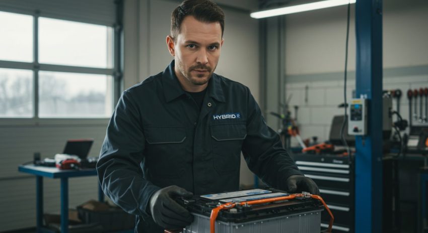 整備工場で修理をする男性の画像