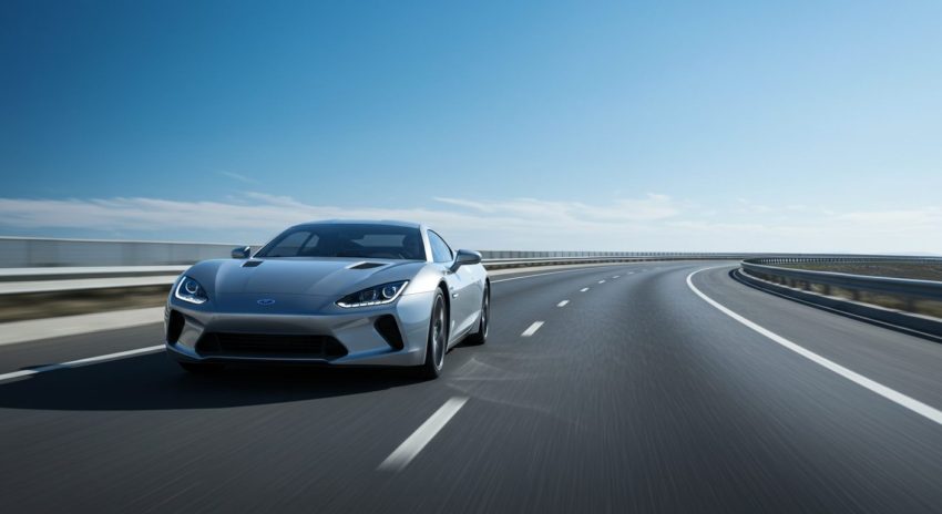 高速道路を疾走するスポーツタイプのハイブリッド車の画像