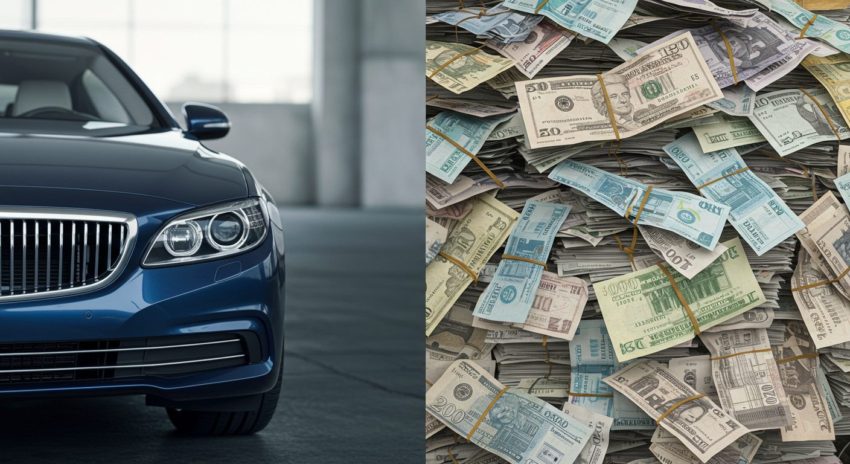 ガソリン車とお金の両方表した画像