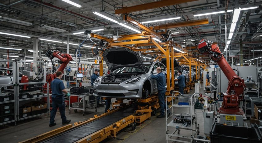 電気自動車のテスラ生産工場