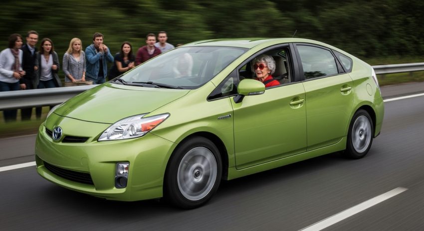 高齢者でも安全システムのおかげで安全に運転している画像