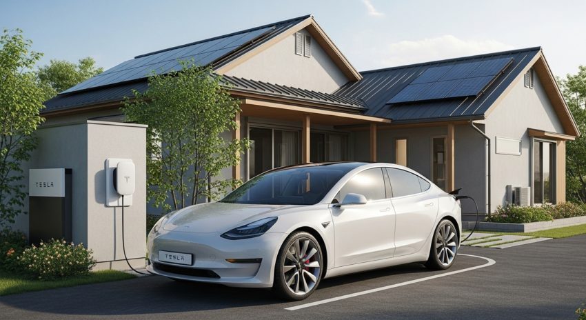テスラの自宅充電イメージ