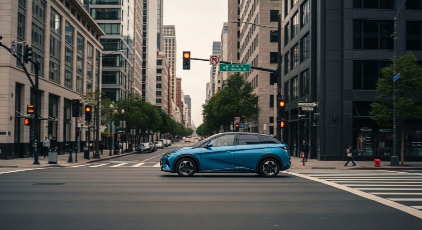 BYDドルフィンが街中を走っている画像