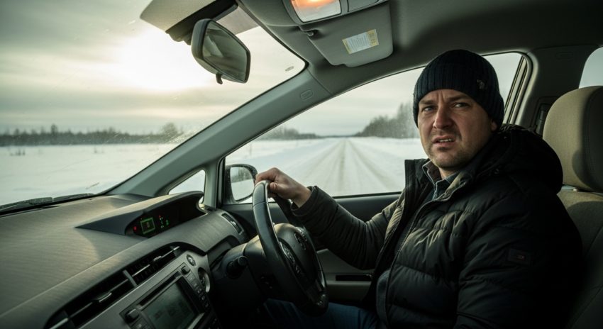 プリウスの暖房が故障してしまい困っている男性の画像