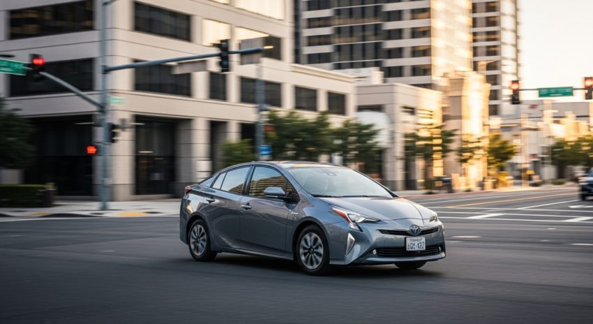 プリウス50系が街中を走っている画像